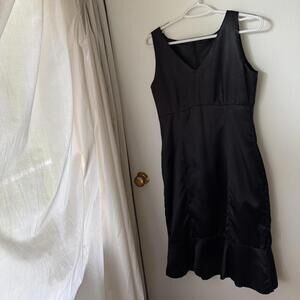 Handmade black satin dress, cocktail party dresses evening size S small women's